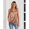 Zeagoo Women’s Silk Satin Tank Tops V Neck Camisoles Sleeveless Blouses(Light Coffee)