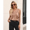 Zeagoo Women’s Silk Satin Tank Tops V Neck Camisoles Sleeveless Blouses(Light Coffee)