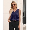 Zeagoo Women’s Silk Satin Tank Tops V Neck Camisoles Sleeveless Blouses(Navy Blue)