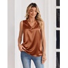 Zeagoo Women’s Silk Satin Tank Tops V Neck Camisoles Sleeveless Blouses(Orange)