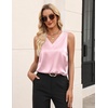 Zeagoo Women’s Silk Satin Tank Tops V Neck Camisoles Sleeveless Blouses(Pink)