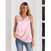 Zeagoo Women’s Silk Satin Tank Tops V Neck Camisoles Sleeveless Blouses(Pink)