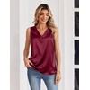 Zeagoo Women’s Silk Satin Tank Tops V Neck Camisoles Sleeveless Blouses(Wine Red)