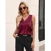 Zeagoo Women’s Silk Satin Tank Tops V Neck Camisoles Sleeveless Blouses(Wine Red)