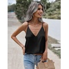 Zeagoo Womens Silk Satin Tank Tops V Neck Sleeveless Blouse Camisole Top(Black)