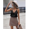 Zeagoo Womens Silk Satin Tank Tops V Neck Sleeveless Blouse Camisole Top(Black)