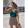 Zeagoo Womens Silk Satin Tank Tops V Neck Sleeveless Blouse Camisole Top(Blue)