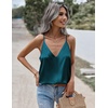 Zeagoo Womens Silk Satin Tank Tops V Neck Sleeveless Blouse Camisole Top(Blue)
