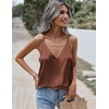 Zeagoo Womens Silk Satin Tank Tops V Neck Sleeveless Blouse Camisole Top(Brown)