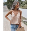Zeagoo Womens Silk Satin Tank Tops V Neck Sleeveless Blouse Camisole Top(Champagne)