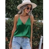 Zeagoo Womens Silk Satin Tank Tops V Neck Sleeveless Blouse Camisole Top(Green)