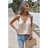 Zeagoo Womens Silk Satin Tank Tops V Neck Sleeveless Blouse Camisole Top(Light Champagne)