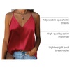 Zeagoo Womens Silk Satin Tank Tops V Neck Sleeveless Blouse Camisole Top(Red)