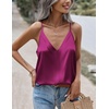 Zeagoo Womens Silk Satin Tank Tops V Neck Sleeveless Blouse Camisole Top(Rose Red)