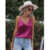 Zeagoo Womens Silk Satin Tank Tops V Neck Sleeveless Blouse Camisole Top(Rose Red)