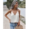 Zeagoo Womens Silk Satin Tank Tops V Neck Sleeveless Blouse Camisole Top(White)