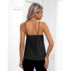 Zeagoo Women’s Silk Satin Tank Tops V Neck Sleeveless Camisole Basic Blouse(2 Pack: Black+blue Green)