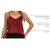 Zeagoo Women’s Silk Satin Tank Tops V Neck Sleeveless Camisole Basic Blouse(2 Pack: Black+wine Red)