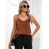 Zeagoo Women’s Silk Satin Tank Tops V Neck Sleeveless Camisole Basic Blouse(2 Pack: Caramel+light Khaki)
