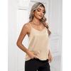 Zeagoo Women’s Silk Satin Tank Tops V Neck Sleeveless Camisole Basic Blouse(2 Pack: Caramel+light Khaki)