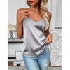 Zeagoo Women’s Silk Satin Tank Tops V Neck Sleeveless Camisole Basic Blouse(2 Pack: Light Gray+white)