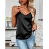 Zeagoo Women’s Silk Satin Tank Tops V Neck Sleeveless Camisole Basic Blouse(2 Pack: White+black)