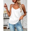 Zeagoo Women’s Silk Satin Tank Tops V Neck Sleeveless Camisole Basic Blouse(2 Pack: White+black)