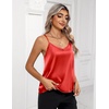 Zeagoo Women’s Silk Satin Tank Tops V Neck Sleeveless Camisole Basic Blouse(A-big Red)