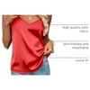 Zeagoo Women’s Silk Satin Tank Tops V Neck Sleeveless Camisole Basic Blouse(A-big Red)