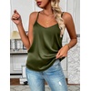 Zeagoo Women’s Silk Satin Tank Tops V Neck Sleeveless Camisole Basic Blouse(Army Green)
