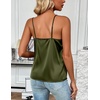 Zeagoo Women’s Silk Satin Tank Tops V Neck Sleeveless Camisole Basic Blouse(Army Green)
