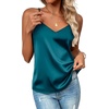 Zeagoo Women’s Silk Satin Tank Tops V Neck Sleeveless Camisole Basic Blouse(Blue Green)