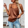 Zeagoo Women’s Silk Satin Tank Tops V Neck Sleeveless Camisole Basic Blouse(Brown)