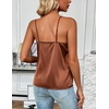Zeagoo Women’s Silk Satin Tank Tops V Neck Sleeveless Camisole Basic Blouse(Brown)
