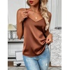 Zeagoo Women’s Silk Satin Tank Tops V Neck Sleeveless Camisole Basic Blouse(Brown)