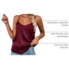 Zeagoo Women’s Silk Satin Tank Tops V Neck Sleeveless Camisole Basic Blouse(Deep Red)