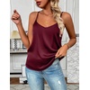 Zeagoo Women’s Silk Satin Tank Tops V Neck Sleeveless Camisole Basic Blouse(Deep Red)