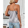 Zeagoo Women’s Silk Satin Tank Tops V Neck Sleeveless Camisole Basic Blouse(Light Gray)