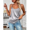 Zeagoo Women’s Silk Satin Tank Tops V Neck Sleeveless Camisole Basic Blouse(Light Gray)