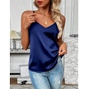 Zeagoo Women’s Silk Satin Tank Tops V Neck Sleeveless Camisole Basic Blouse(Navy Blue)