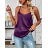 Zeagoo Women’s Silk Satin Tank Tops V Neck Sleeveless Camisole Basic Blouse(Purple)