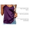 Zeagoo Women’s Silk Satin Tank Tops V Neck Sleeveless Camisole Basic Blouse(Purple)
