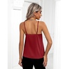 Zeagoo Women’s Silk Satin Tank Tops V Neck Sleeveless Camisole Basic Blouse(Red)