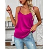 Zeagoo Women’s Silk Satin Tank Tops V Neck Sleeveless Camisole Basic Blouse(Rose)