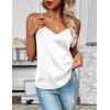 Zeagoo Women’s Silk Satin Tank Tops V Neck Sleeveless Camisole Basic Blouse(White)