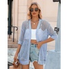 Zeagoo Women’s Summer Crochet Cardigan Boho Kimono Oversized Sweater Tops(Light Blue)