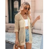 Zeagoo Women’s Summer Crochet Cardigan Boho Kimono Oversized Sweater Tops(Light Khaki)