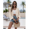 Zeagoo Womens Summer Crochet Cardigan Sweaters 3/4 Sleeve Batwing Kimono(Apricot)