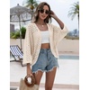 Zeagoo Womens Summer Crochet Cardigan Sweaters 3/4 Sleeve Batwing Kimono(Apricot)