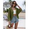 Zeagoo Womens Summer Crochet Cardigan Sweaters 3/4 Sleeve Batwing Kimono(Army Green)